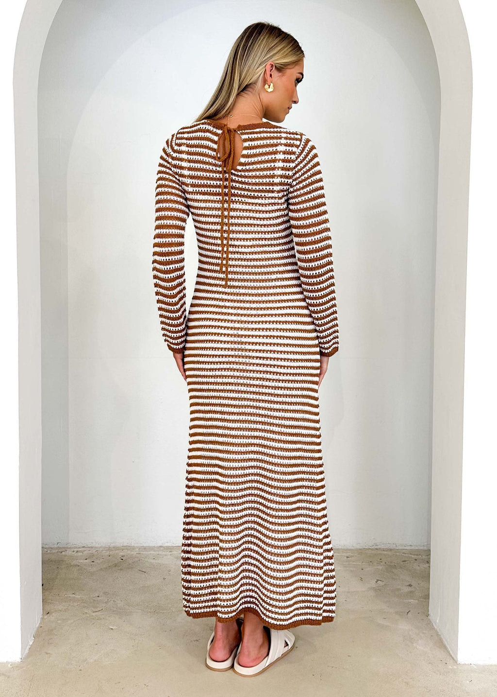 Kralta Knit Maxi Dress - Caramel Stripe