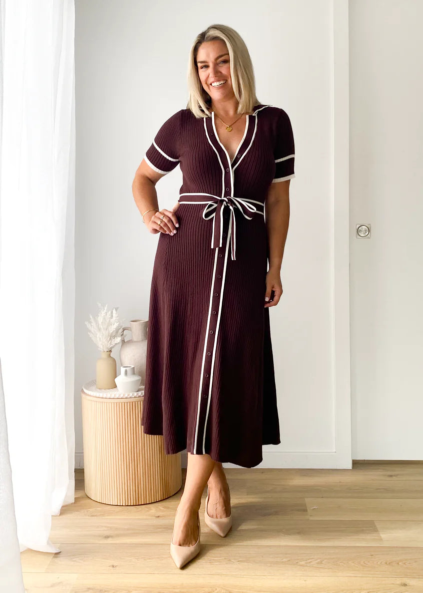 Jules Knit Midi Dress - Espresso