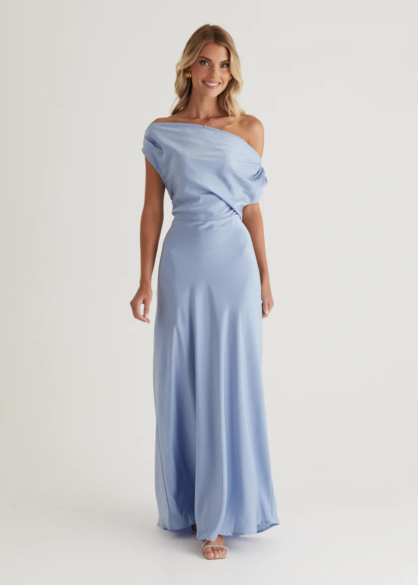 Rae Off Shoulder Maxi Dress - Sky Blue