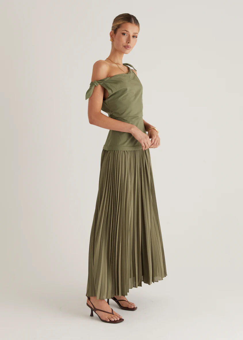 Keyla One Shoulder Maxi Dress - Khaki
