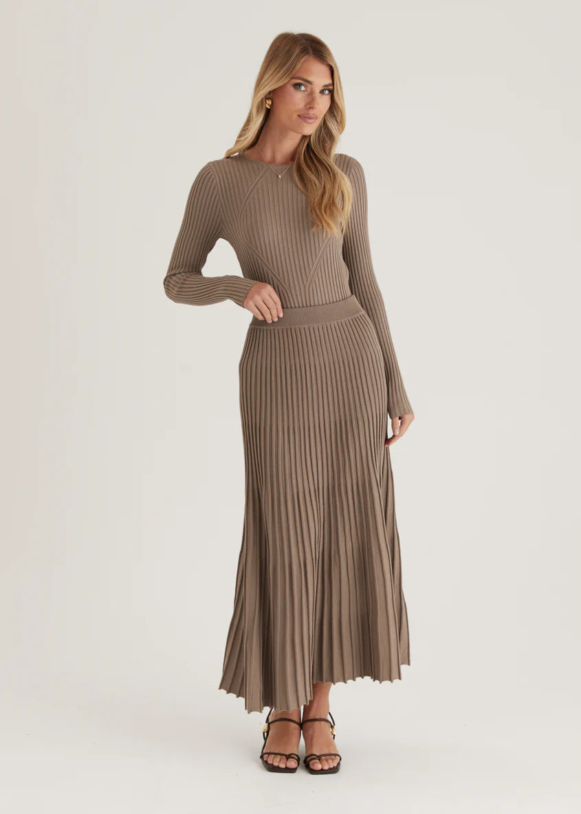 Skylee Knit Maxi Skirt - Mocha