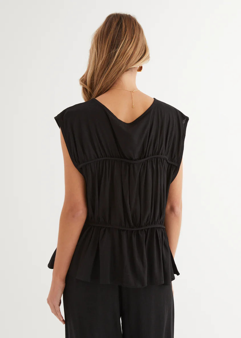 Sunstone Pleated Top - Black