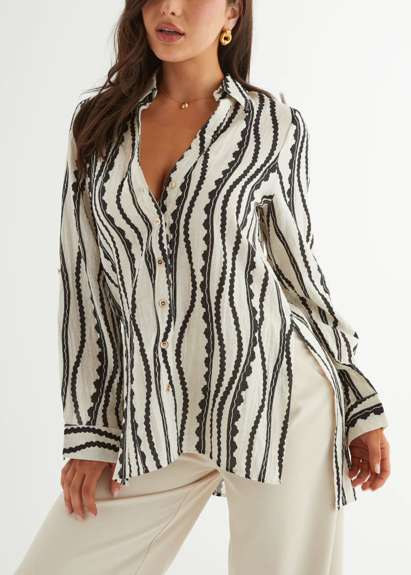 Lyrra Shirt - Monochrome Stripe
