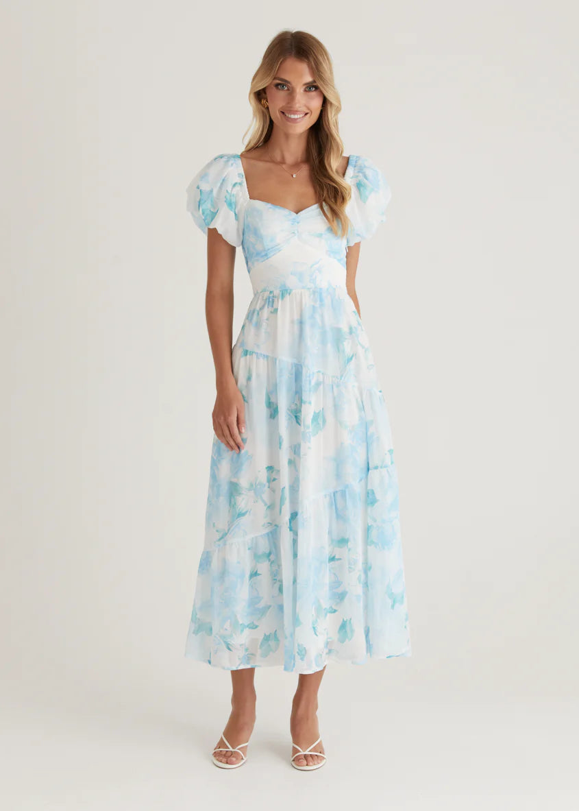 Genoa Midi Dress - Blue Floral