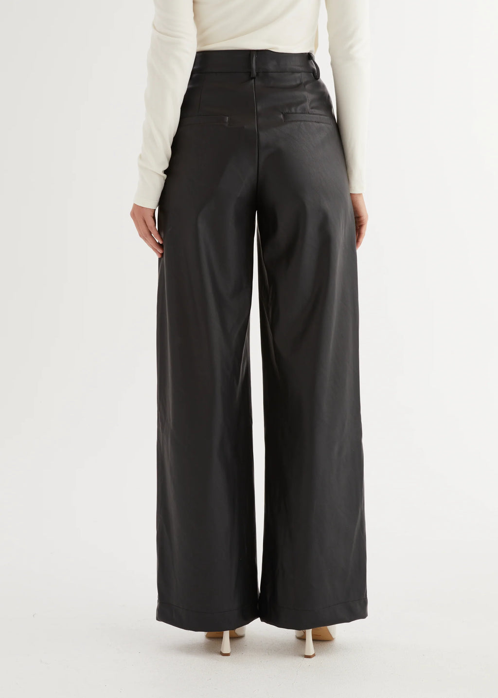 Karley PU Wide Leg Pants - Black