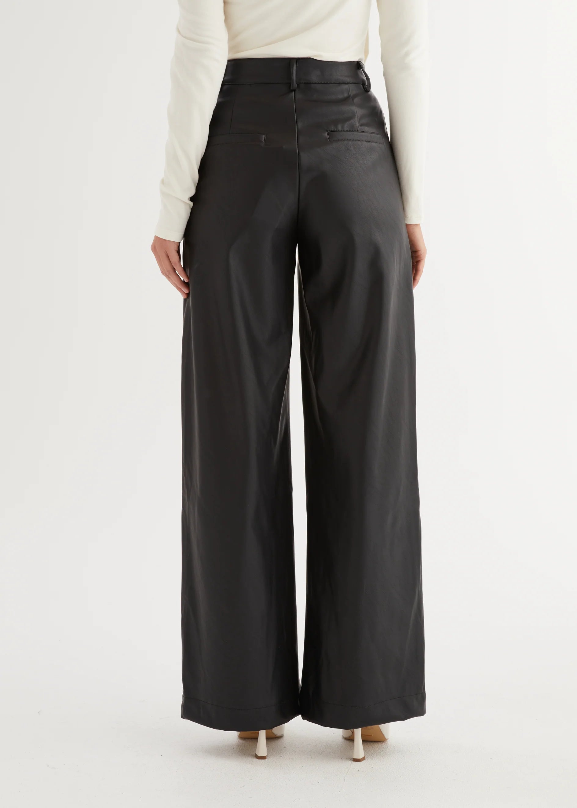 Karley PU Wide Leg Pants - Black