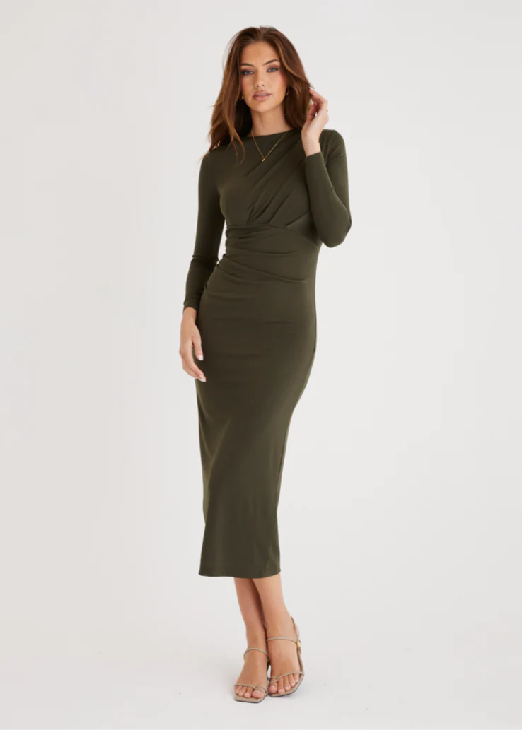 Midas Midi Dress - Khaki