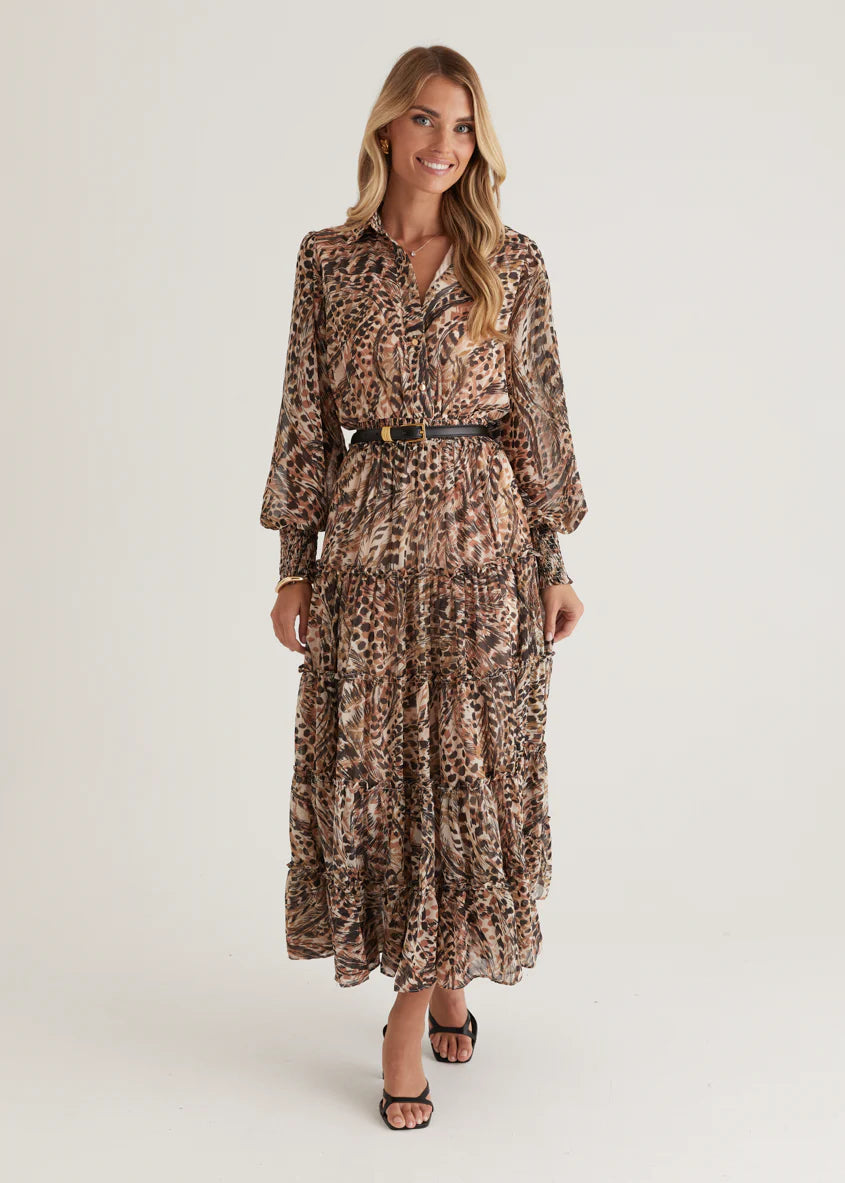 Brigette Maxi Dress - Peach Feather