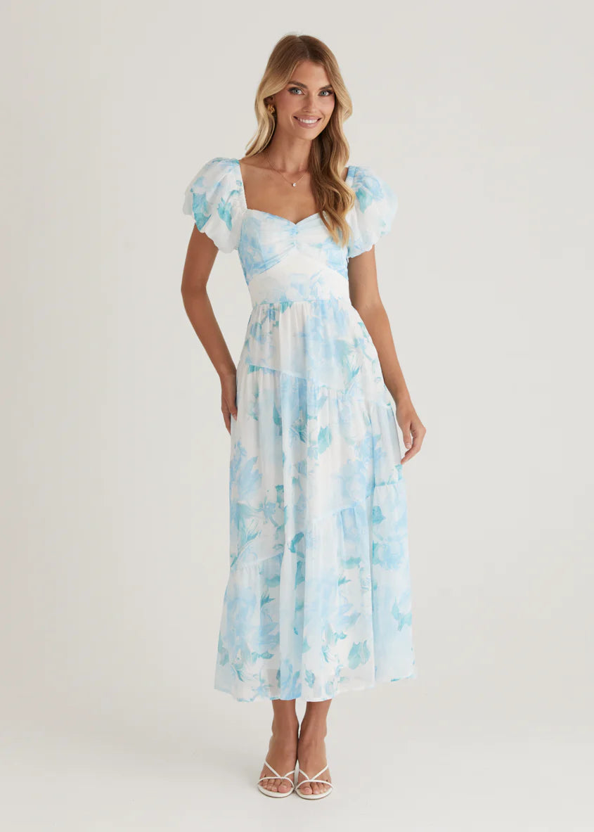 Genoa Midi Dress - Blue Floral