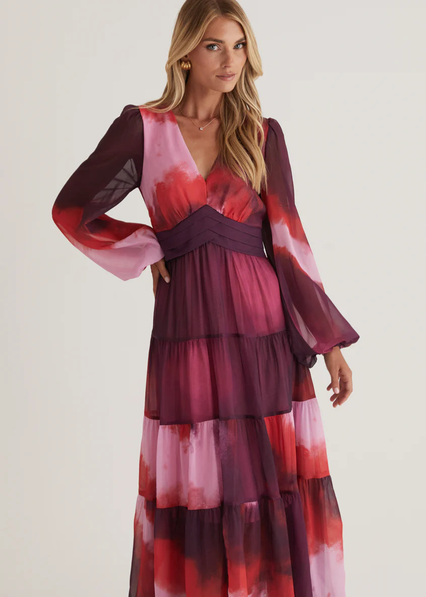 Mayella Maxi Dress - Plum Tie Dye