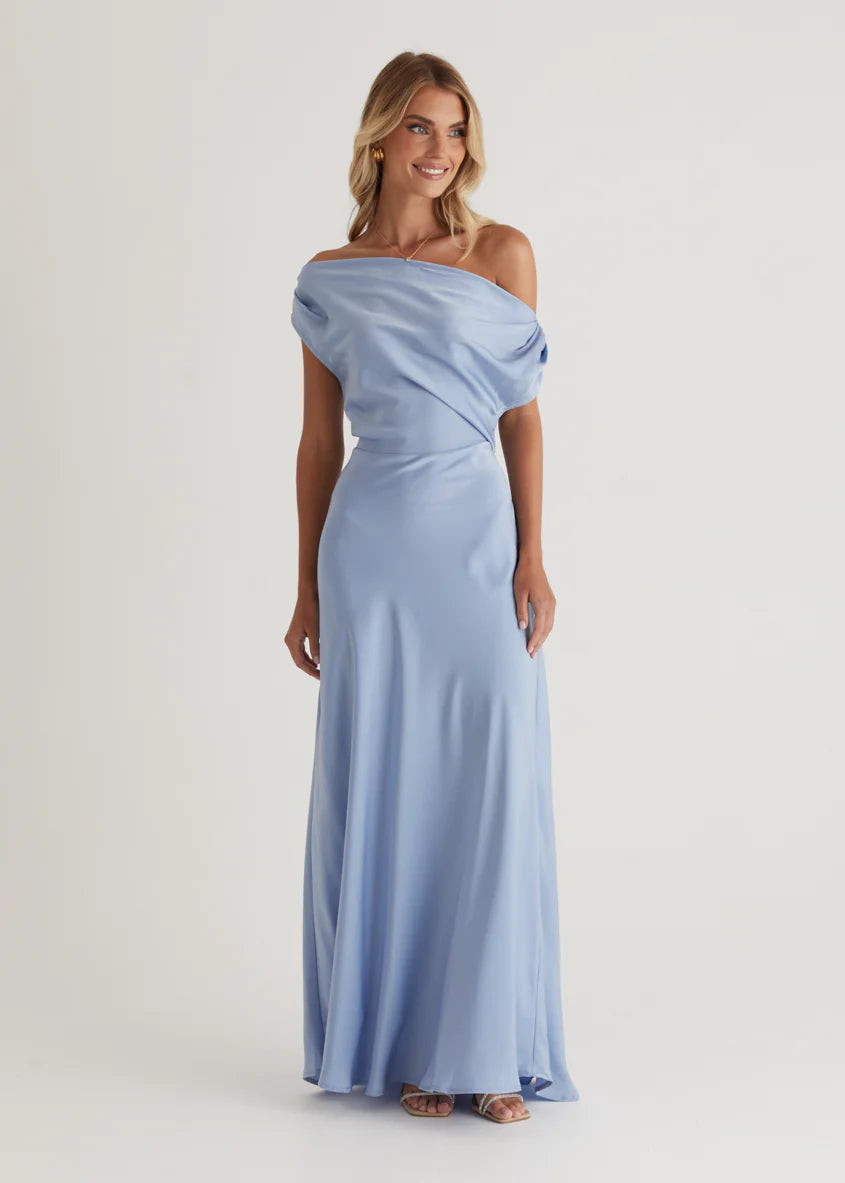 Rae Off Shoulder Maxi Dress - Sky Blue