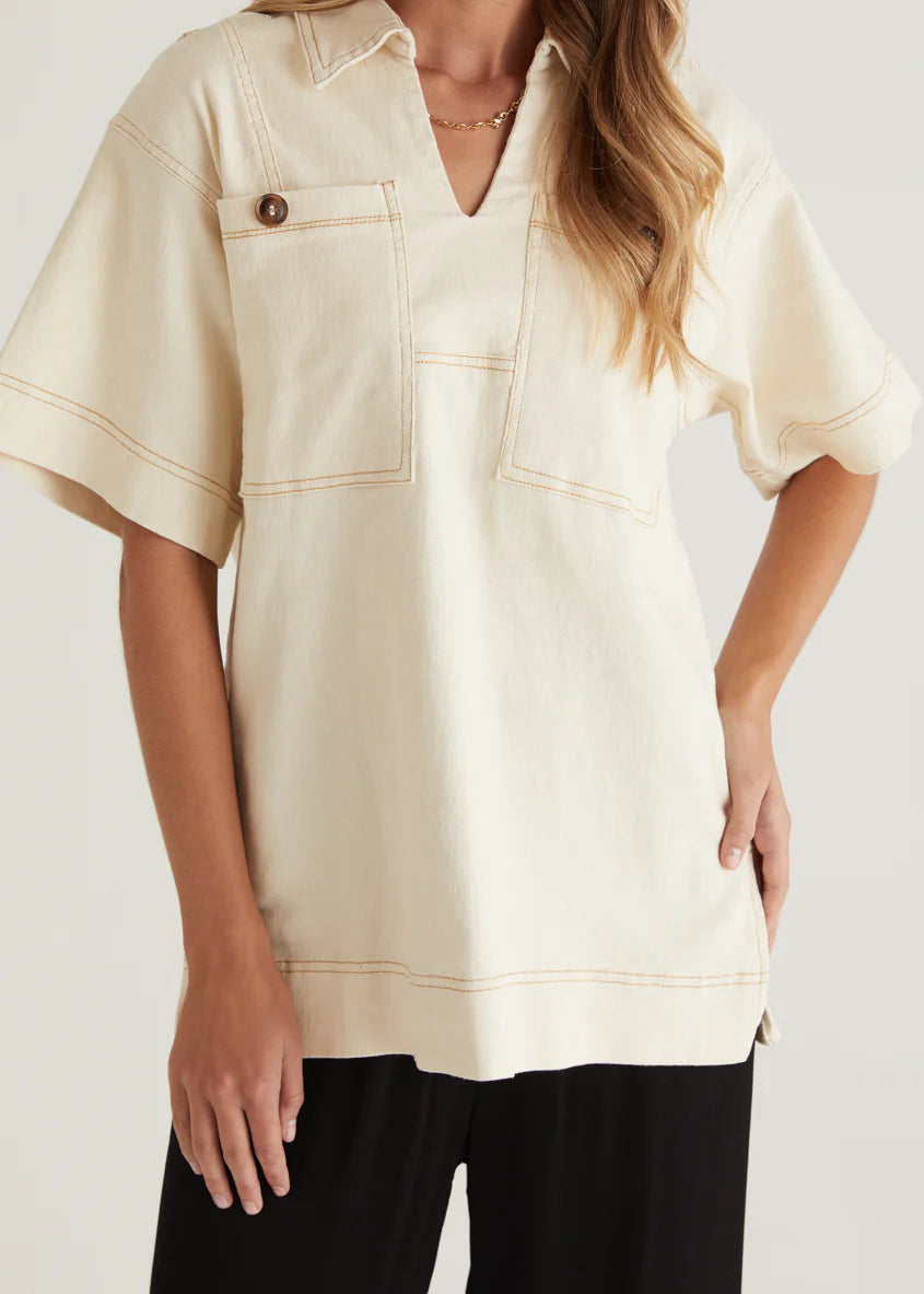 Caden Denim Shirt - Cream