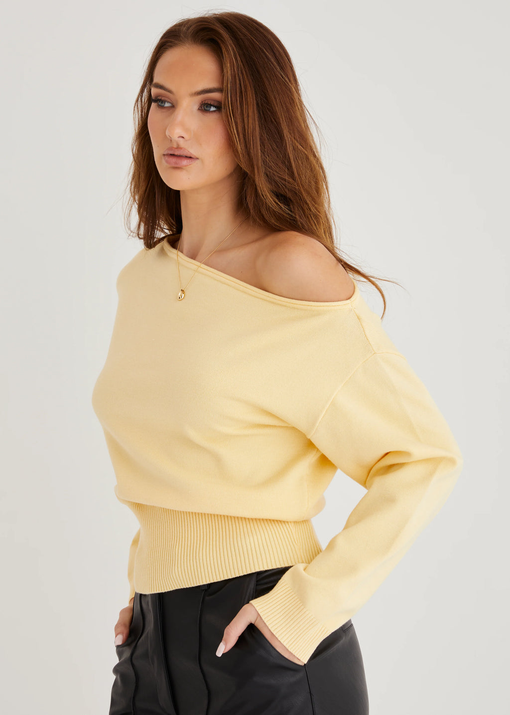 Ally Drop Shoulder Knit Top - Lemon