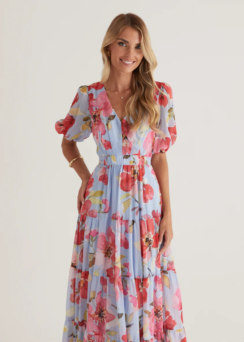 Casablanca Maxi Dress - Blue Floral