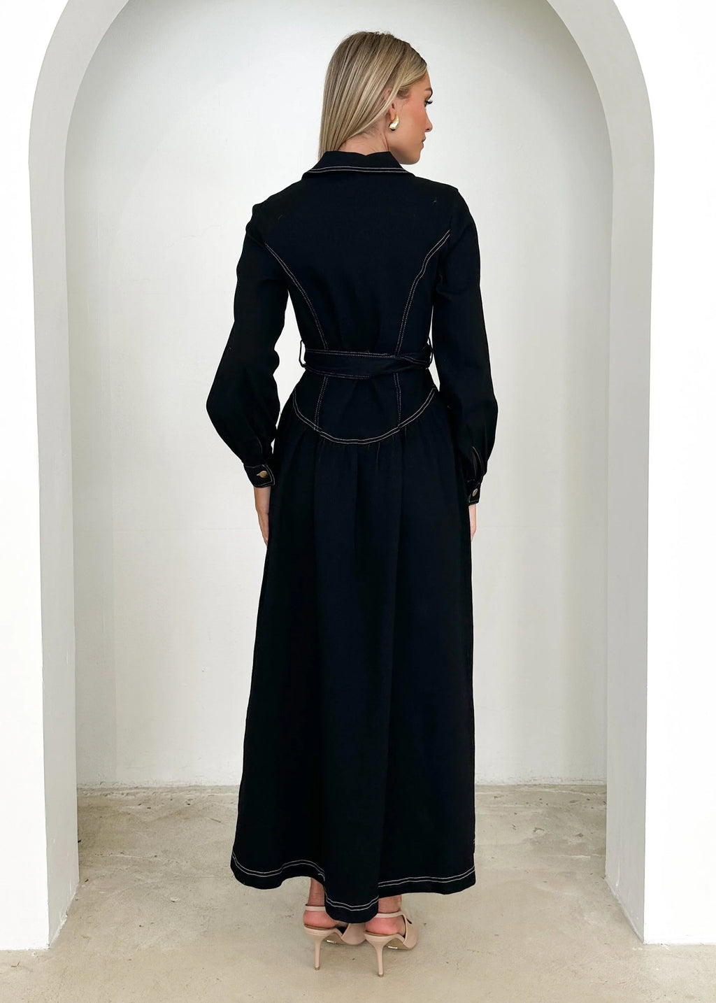 Dazer Denim Maxi Dress - Black