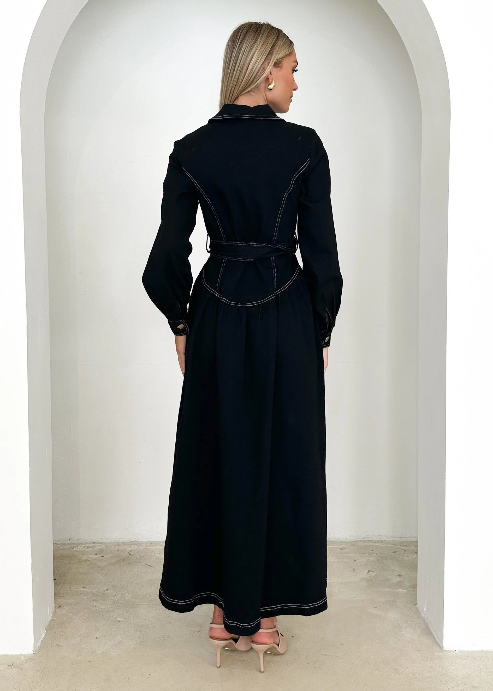 Dazer Denim Maxi Dress - Black