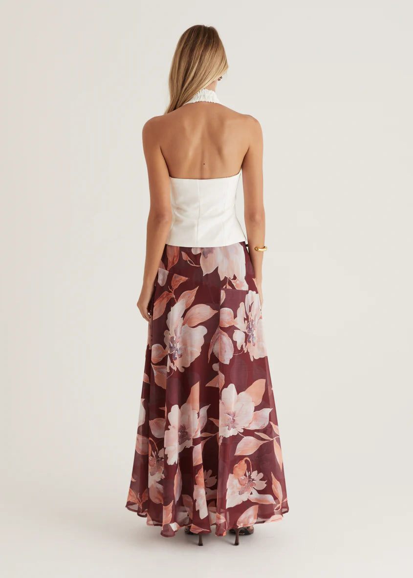 Tatum Maxi Skirt - Burgundy Floral