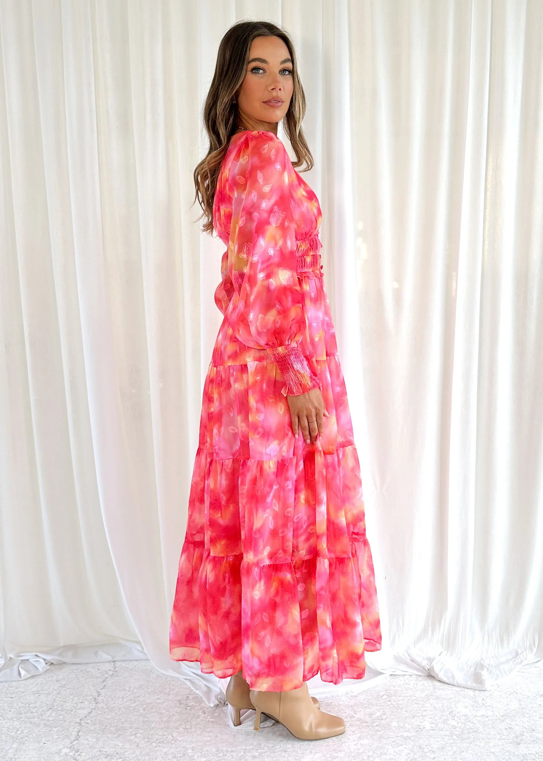 Edinna Maxi Dress - Pink Splash