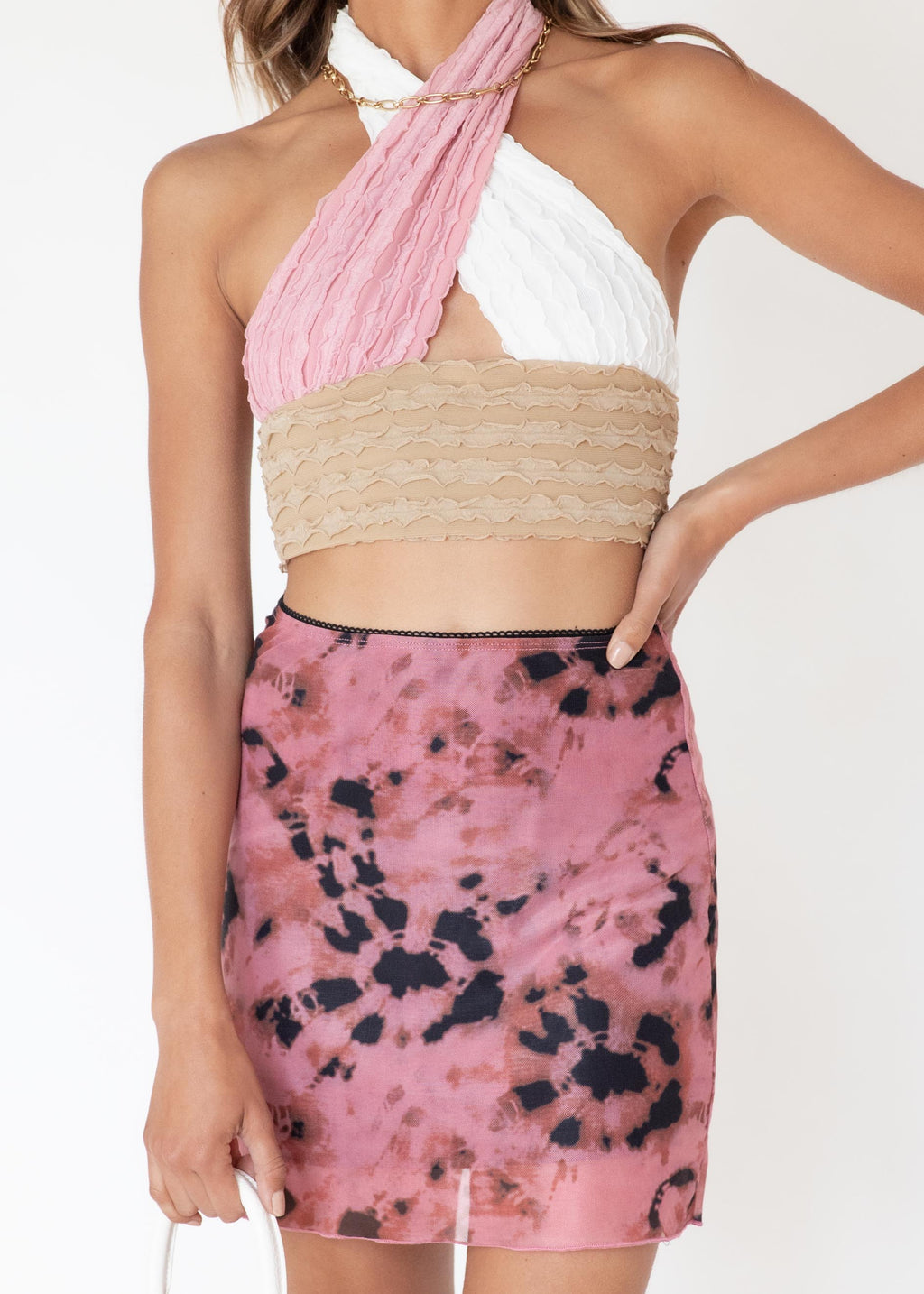 Thin Ice Halter Crop - Neapolitan