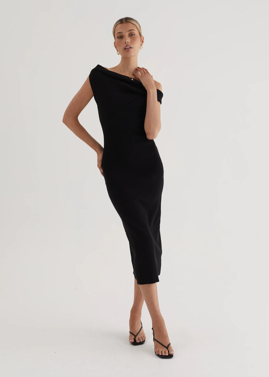 Serenade Knit Midi Dress - Black