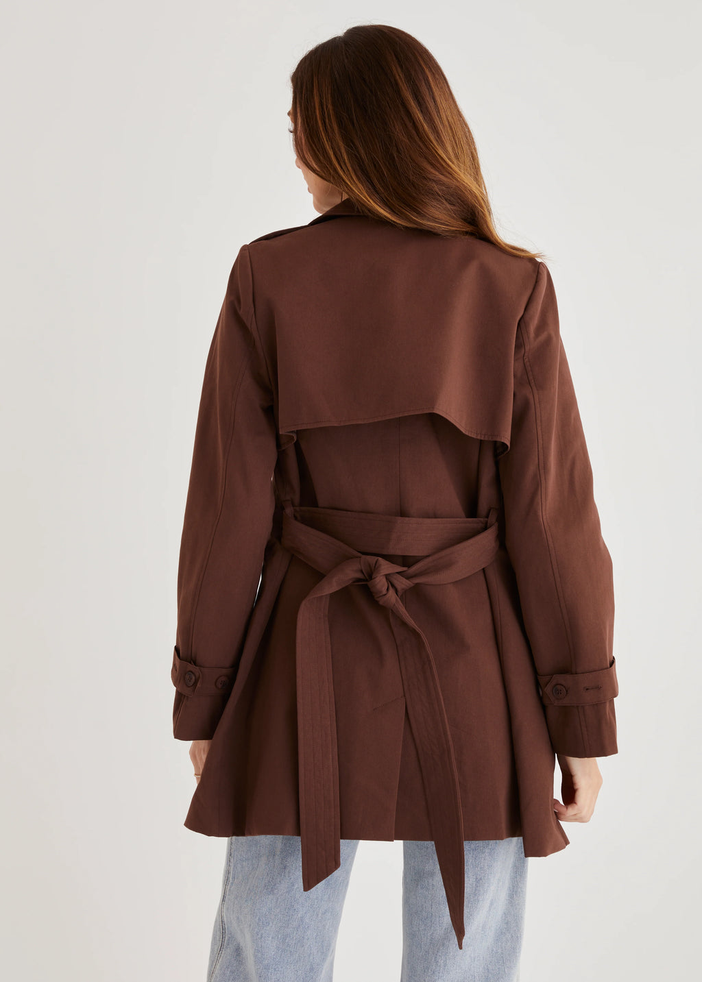 Alissa Cropped Trench Coat - Espresso