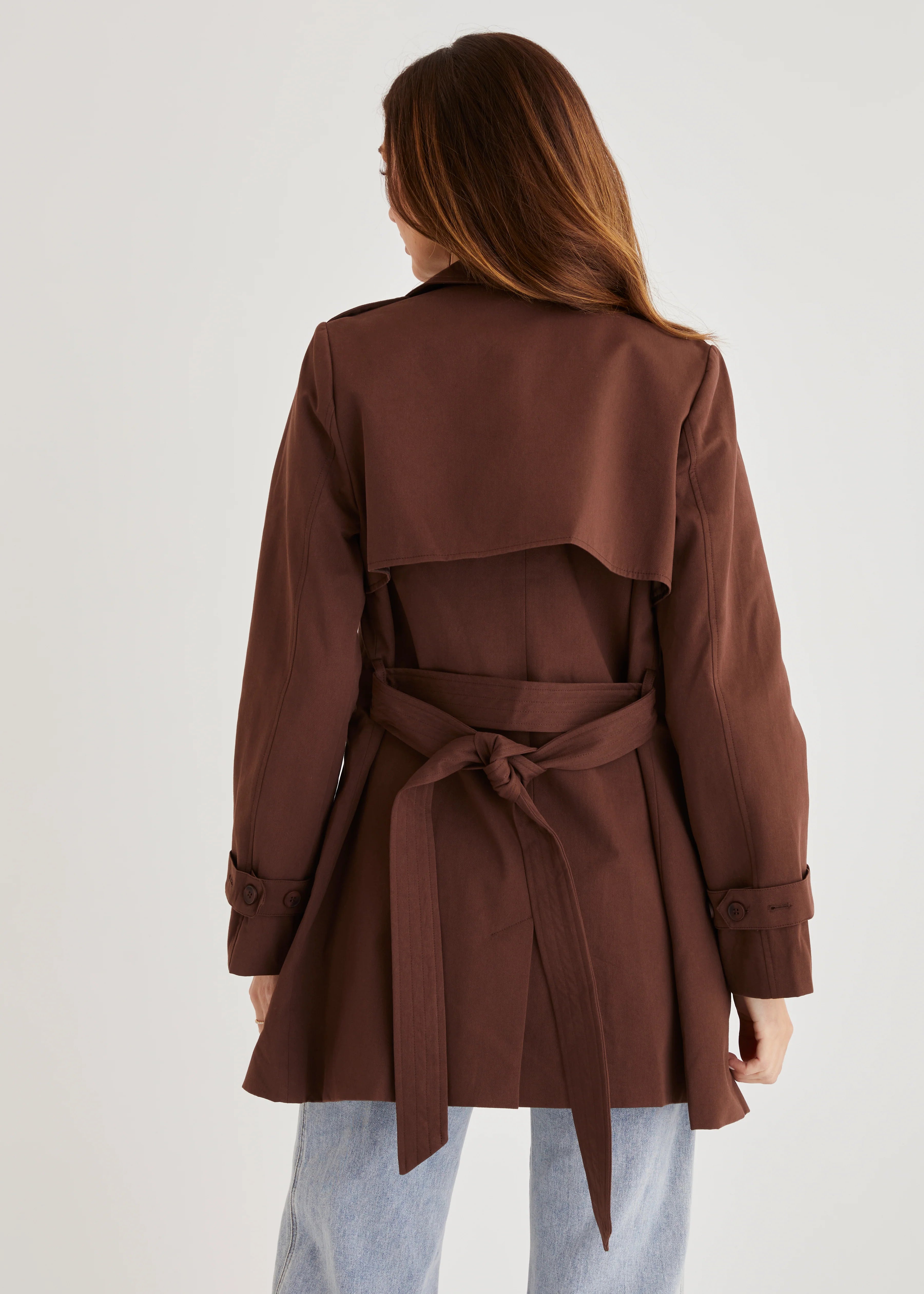 Alissa Cropped Trench Coat - Espresso