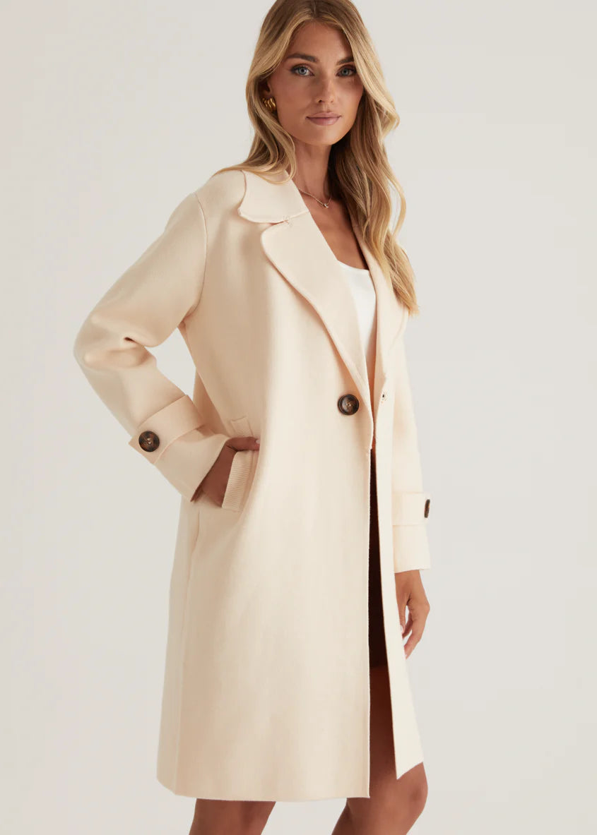 Chayso Knit Coat - Cream