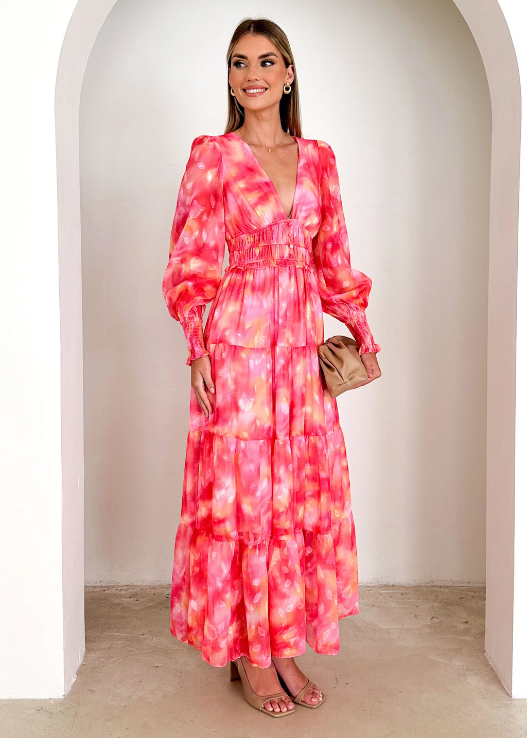 Edinna Maxi Dress - Pink Splash