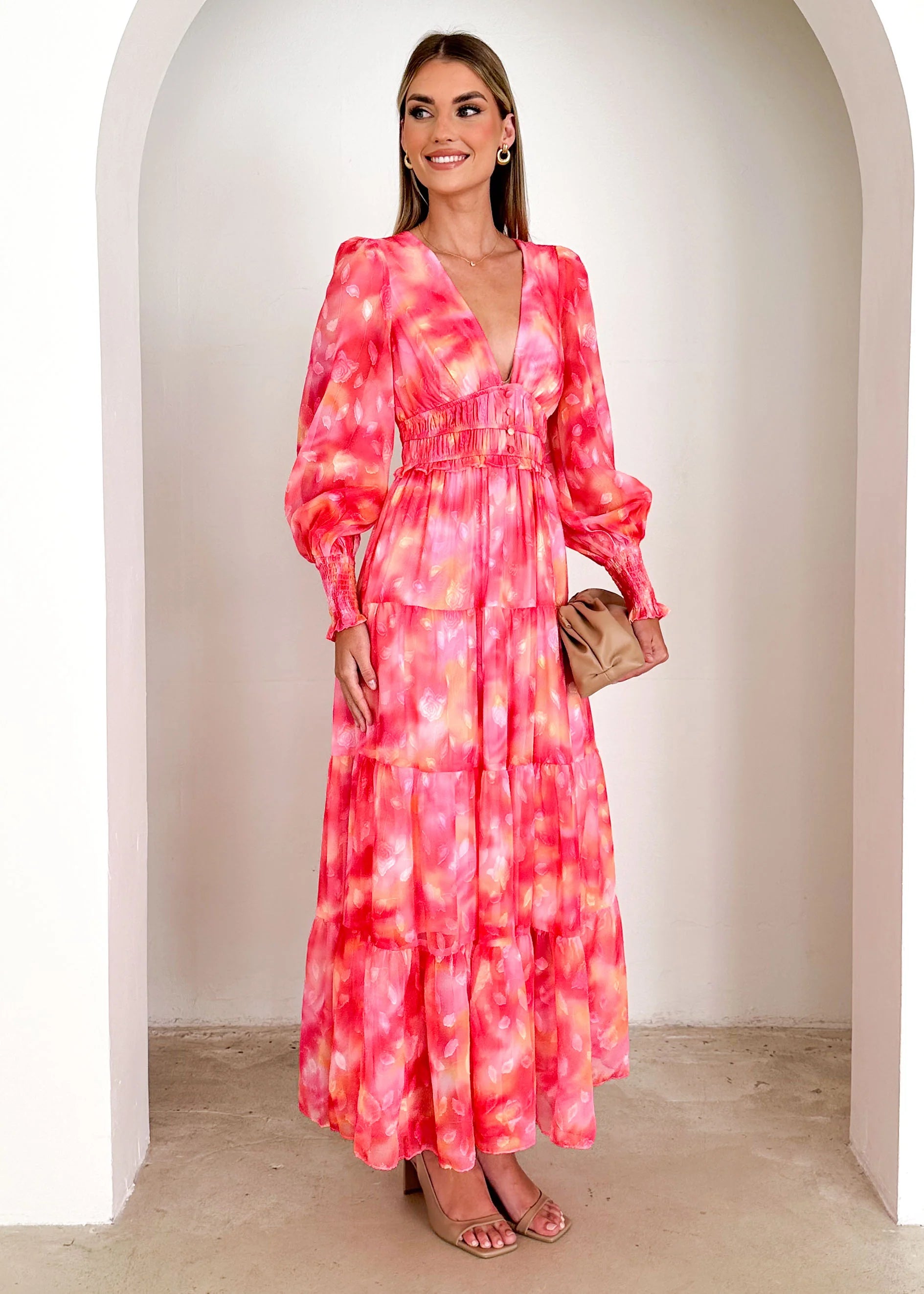 Edinna Maxi Dress - Pink Splash