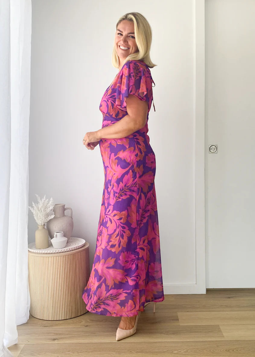 Cabana Maxi Dress - Magenta Floral