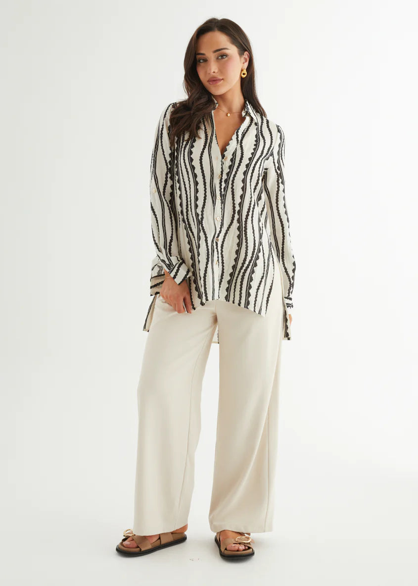 Lyrra Shirt - Monochrome Stripe