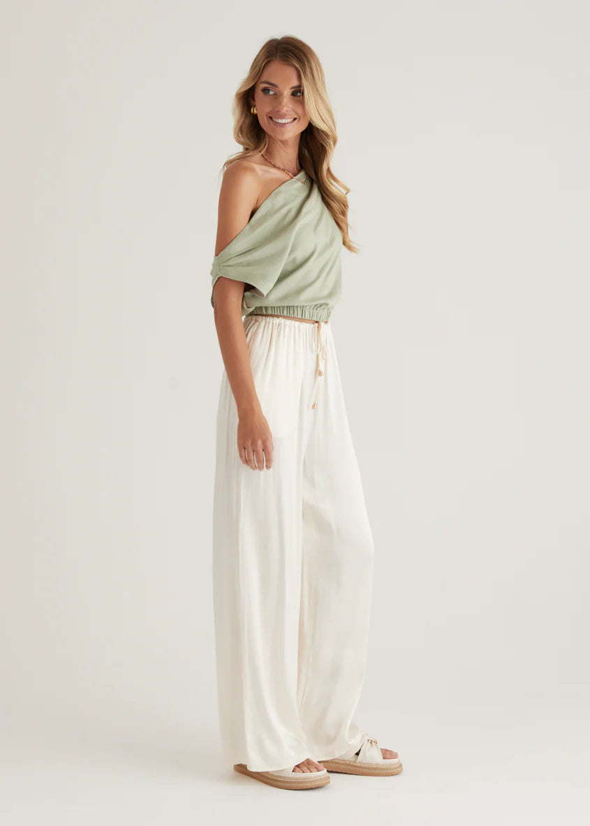 Emiko One Shoulder Crop - Sage