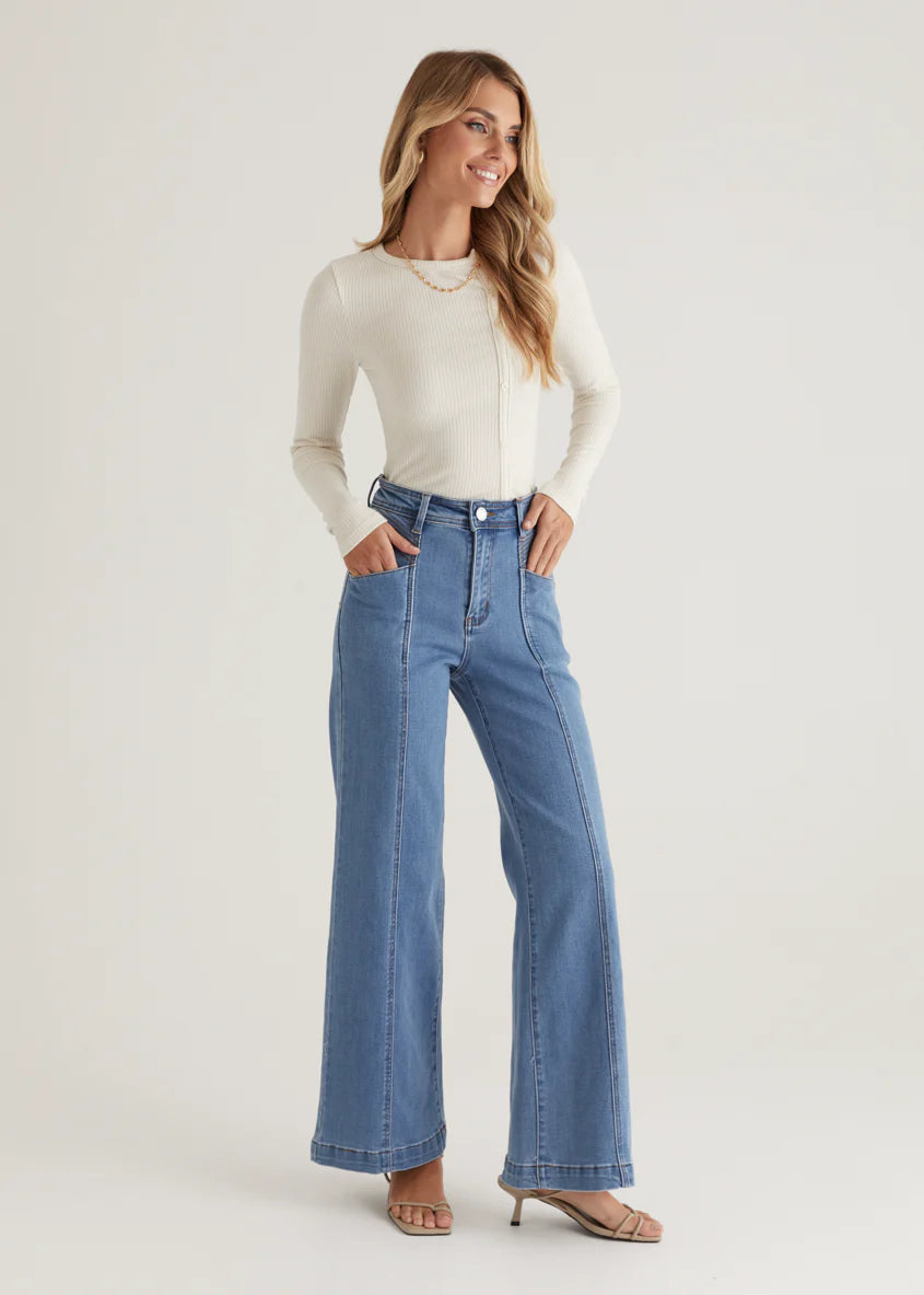 Jess Stretch Wide Leg Jeans - Light Blue