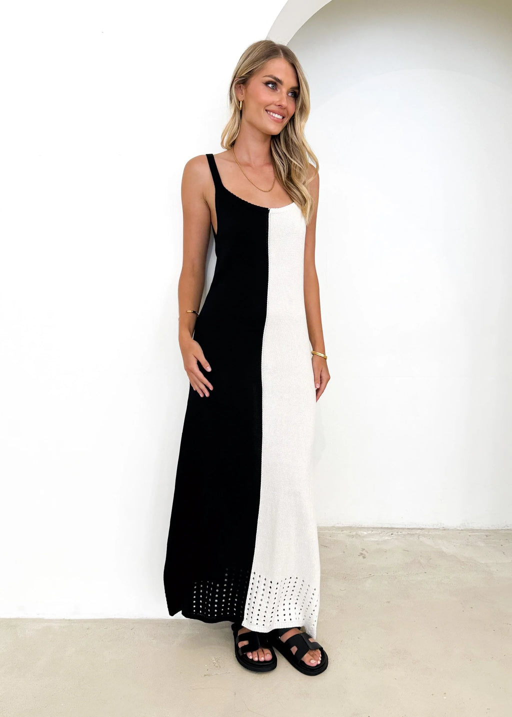 Karney Crochet Maxi Dress - Black Splice