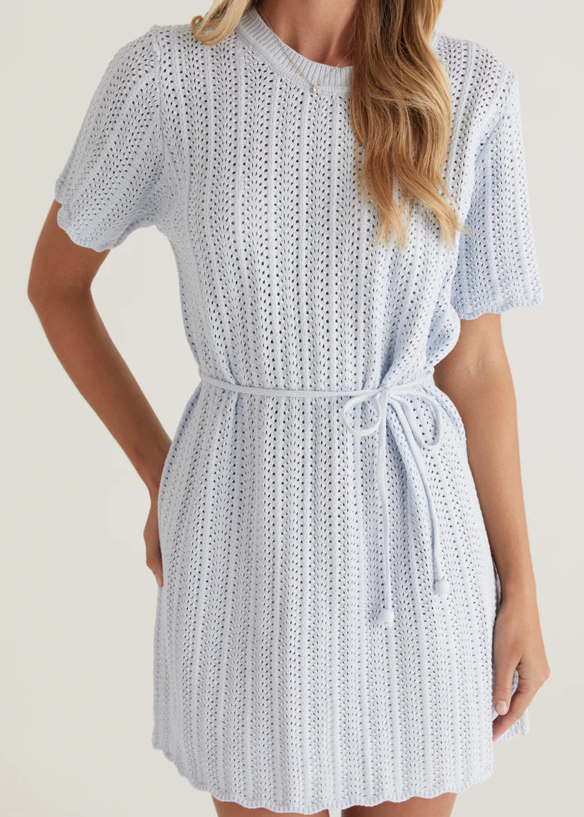 Indiana Crochet Dress - Baby Blue