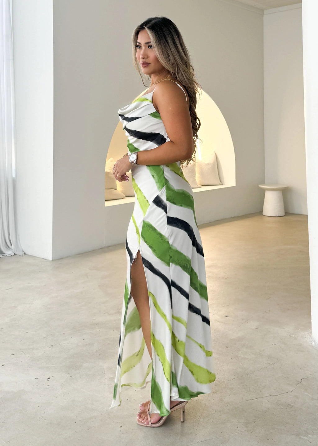 Tenra Maxi Dress - Green Tie Dye