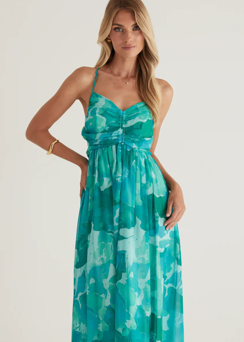 Tahitian Midi Dress - Green Rush