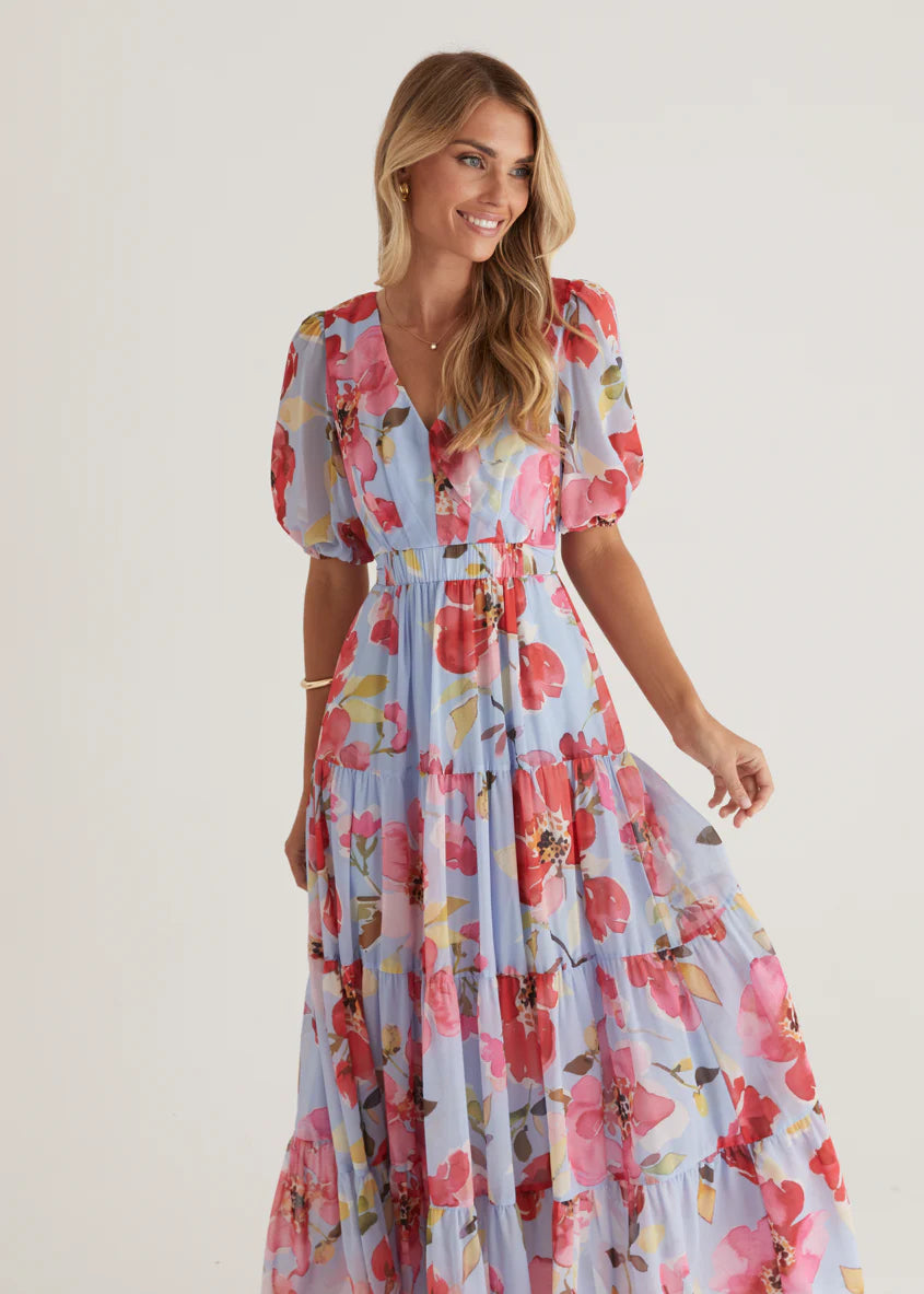 Casablanca Maxi Dress - Blue Floral