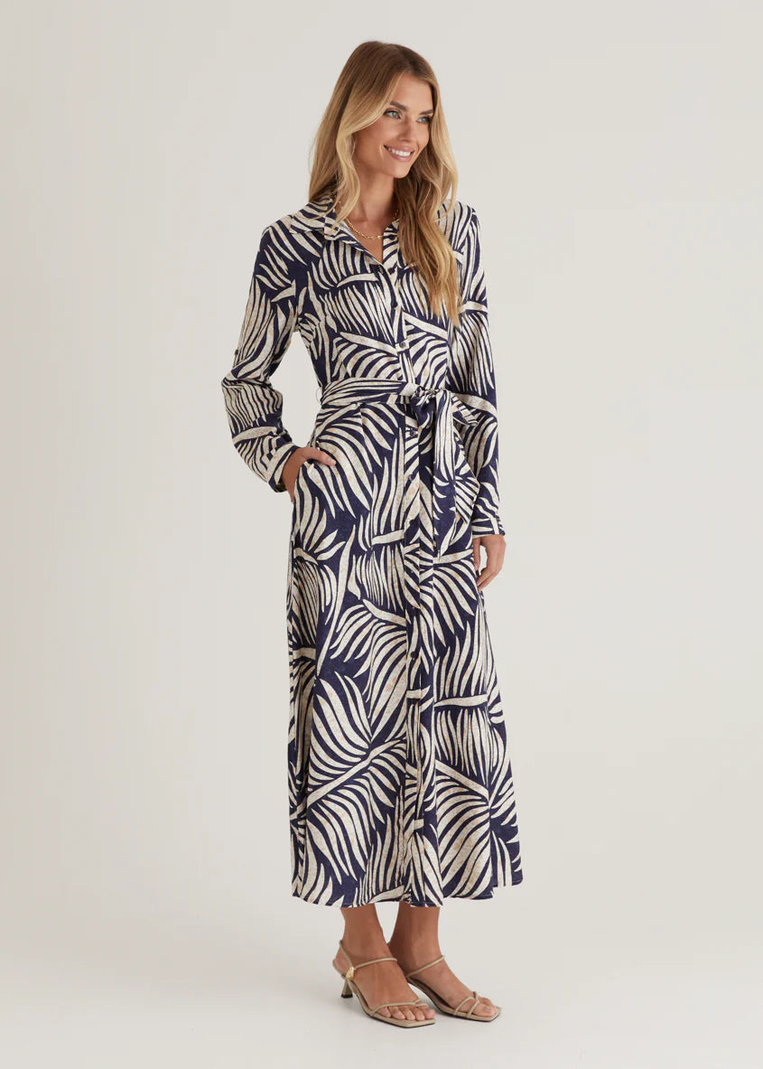 Luxe Midi Dress - Navy Fern