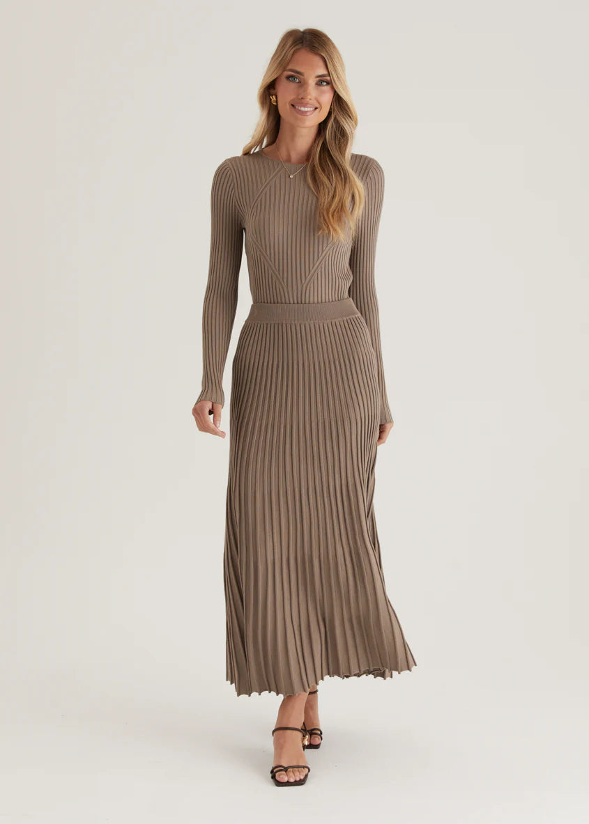 Skylee Knit Maxi Skirt - Mocha