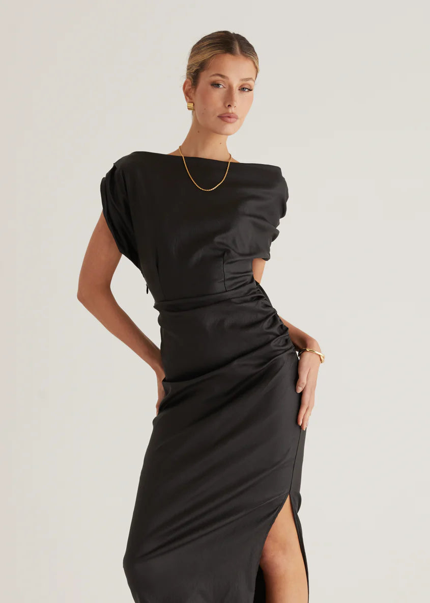 Astro Coated Midi Dress - Black