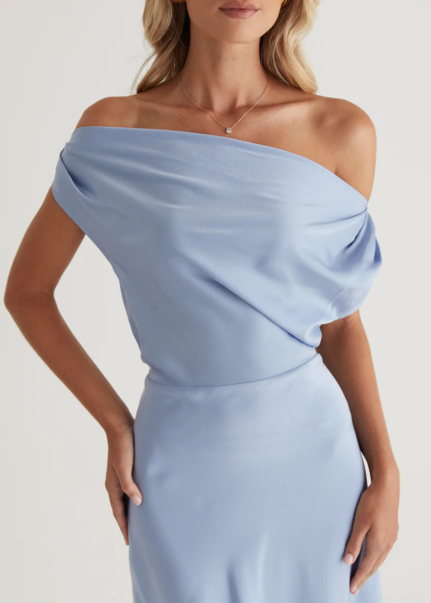 Rae Off Shoulder Maxi Dress - Sky Blue