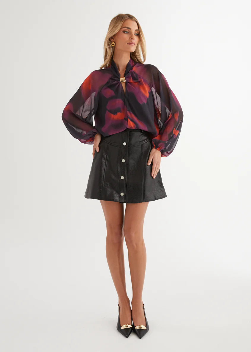 Magnolia Blouse - Black Watercolour