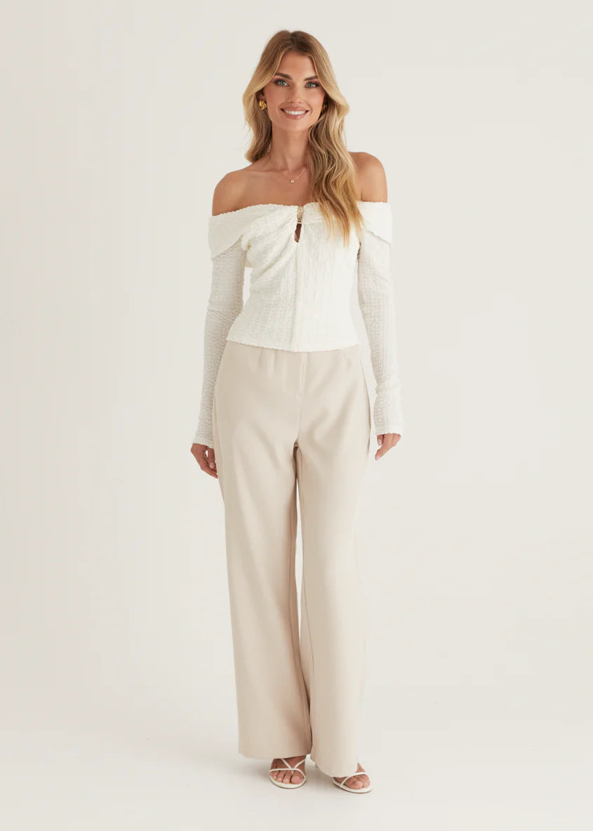Imcroe Off Shoulder Top - Off White