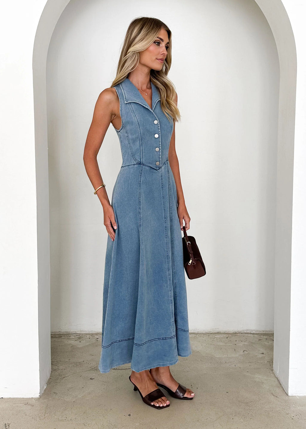 Brighton Denim Maxi Dress - Blue