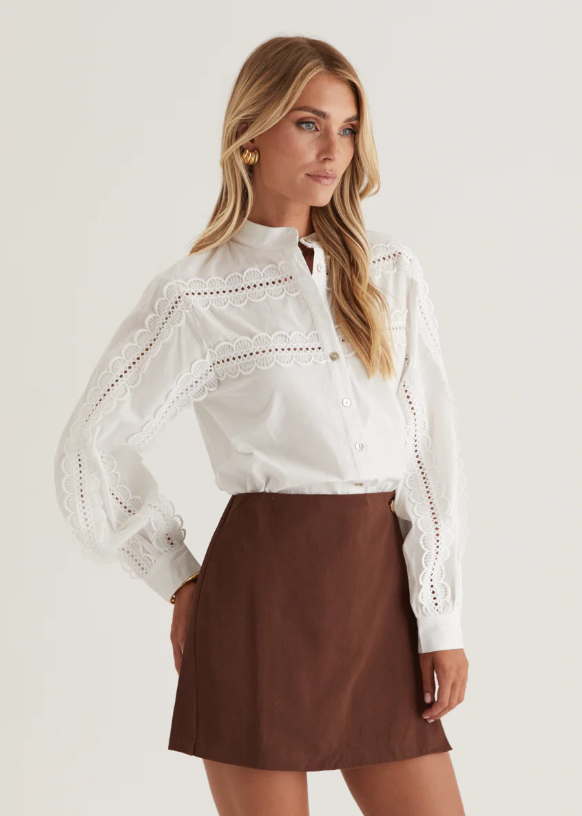 Betty Embroidered Shirt - Off White