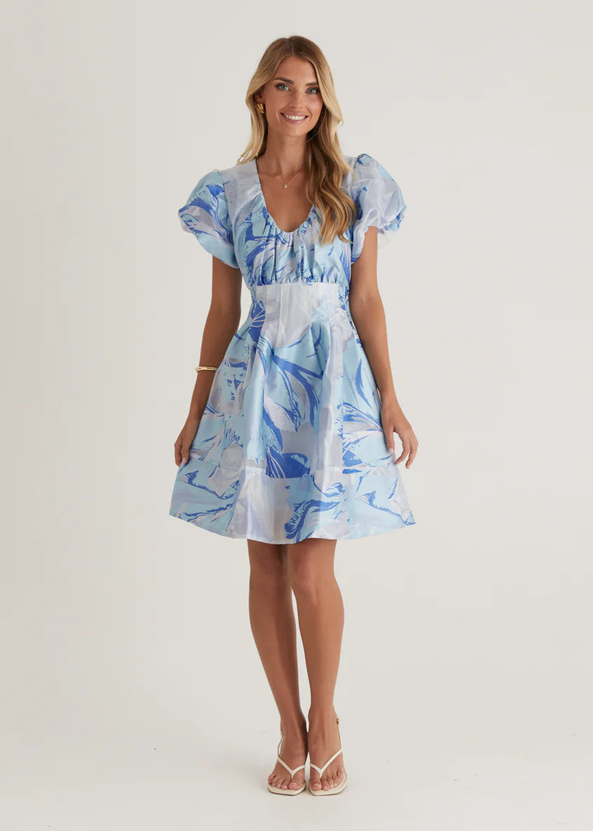 Dayna Dress - Sky Jacquard