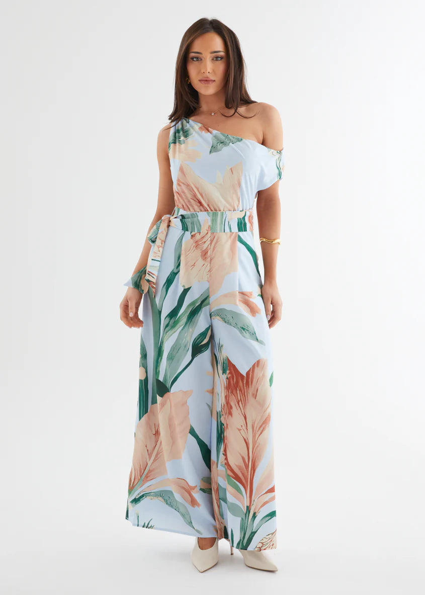 Ara Drop Shoulder Pantsuit - Blue Oasis