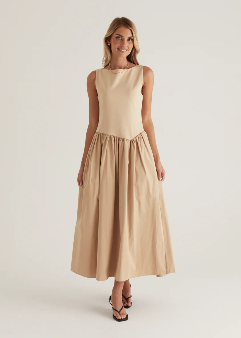 Annaleise Midi Dress - Beige