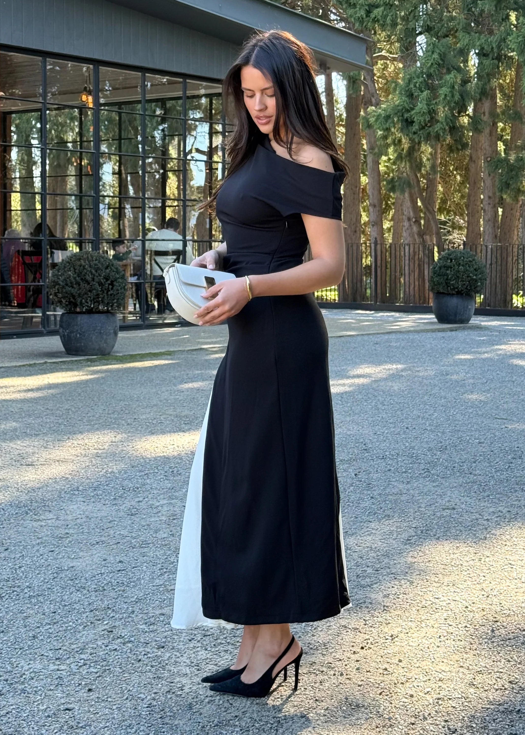 Cruiser Drop Shoulder Midi Dress - Black Splice